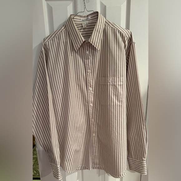 Giorgio Armani Other - GIORGIO ARMANI MEN’S CASUAL CREAM AND BURGUNDY JACQUARD PINSTRIPE SHIRT 16 34/35